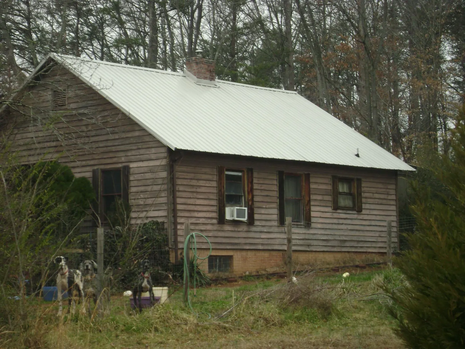 White metal roof on an old wood sided farmhouse, from a Asphalt Shingle Roof Repair job in West Milton